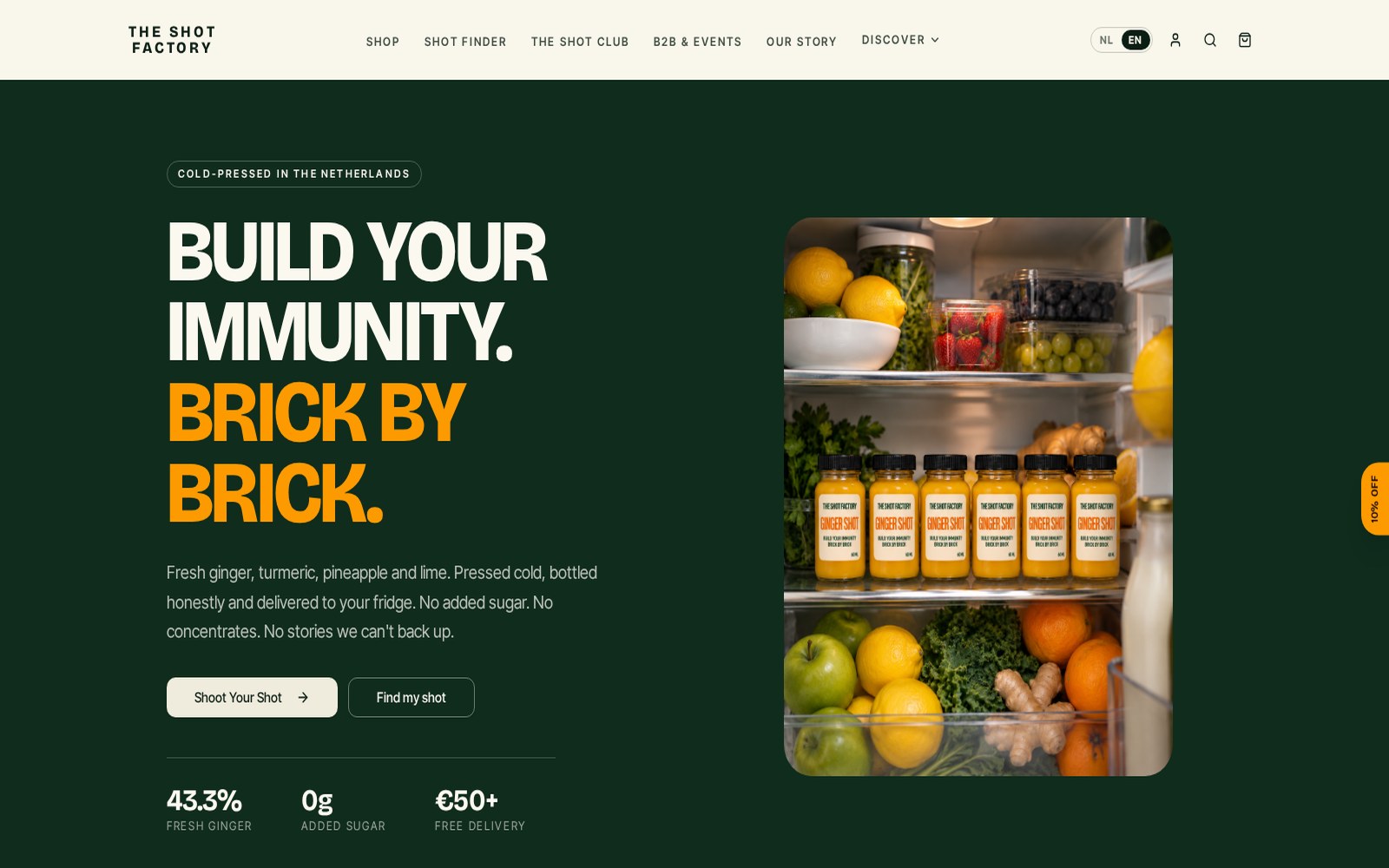 The Shot Factory website design, homepage screenshot